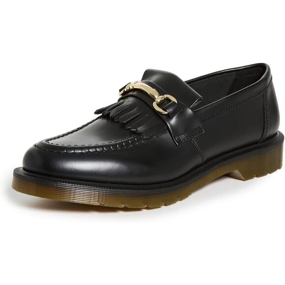 Dr. Marten's Adrian Polished Smooth Leather Loafers Unisex Mens 7 Ladies 8 Black - Picture 1 of 11